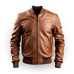 Poster - Stylish designer bomber jacket isolated on white background 