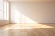 Empty light room interior with wood floor and shadow