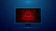 computer attack warning. Binary Code Number. Data Breach, Malware, Cyber ​​Attack, Hacking. blue low poly style background.

