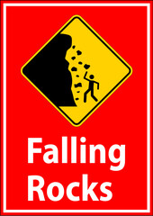 Wall Mural - Road Warning Sign, Falling Rocks , Falling Ice