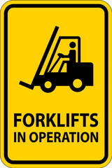 Canvas Print - Caution forklifts in operation Sign on white background