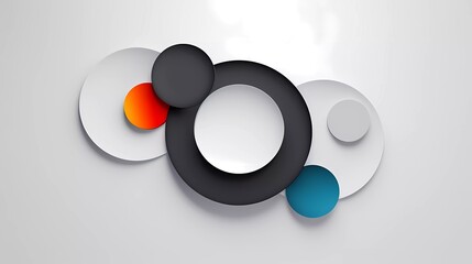 Poster - Gray background, Abstract geometric circle ring color shape. generative ai