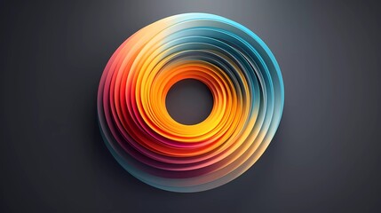 Poster - Gray background, Abstract geometric circle ring color shape. generative ai