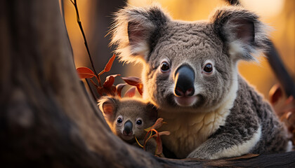 Canvas Print - Cute koala looking at camera in nature generated by AI