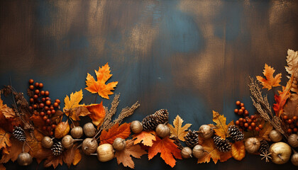 Sticker - Autumn leaf decoration on wood, vibrant colors, nature celebration generated by AI