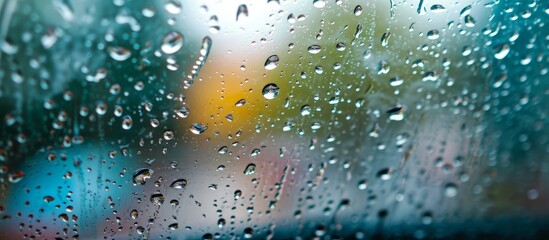 Wall Mural - Car windows have open water droplets during rainfall.