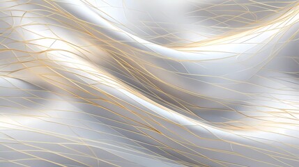 Aufkleber - abstract silver background with net-shaped gold lines. generative ai
