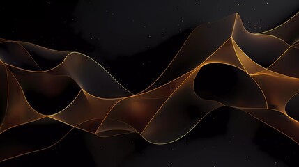 Poster - abstract black background with net-shaped gold lines. generative ai