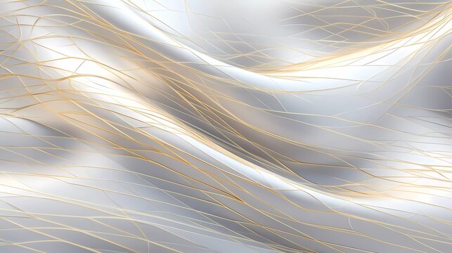 abstract silver background with net-shaped gold lines. generative ai