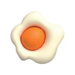 3D fried egg on white background. Plasticine cartoon style icon. Vector illustration design.