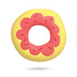 3D doughnut on white background. Plasticine cartoon style icon. Vector illustration design.