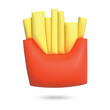 3D french fries on white background. Plasticine cartoon style icon. Vector illustration design.