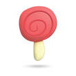 3D lollipop candy on white background. Plasticine cartoon style icon. Vector illustration design.