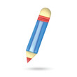 3D pencil on white background. Plasticine cartoon style icon. Vector illustration design.