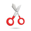 3D scissors on white background. Plasticine cartoon style icon. Vector illustration design.