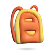 3D school bag on white background. Plasticine cartoon style icon. Vector illustration design.