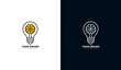 © Rouf Creative - Brain inspiration logo. Creative idea design of light bulb and smart brain, graphic vector illustration