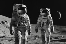 Two Astronauts Explore The Moon