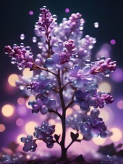 Sticker - a bunch of purple flowers with water droplets