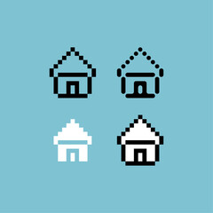 Poster - Pixel art outline sets icon of house variation color.home icon on pixelated style. 8bits perfect for game asset or design asset element for your game design. Simple pixel art icon asset.