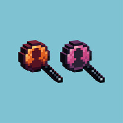 Poster - Isometric Pixel art 3d of magnifying people icon for items asset. Portrait icon on pixelated style.8bits perfect for game asset or design asset element for your game design asset.