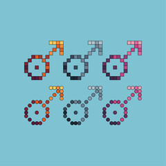Poster - Pixel art stroke sets icon of male sign variation color. Male sign icon on pixelated style. 8bits perfect for game asset or design asset element for your game design. Simple pixel art icon asset.