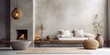 © Lasvu - Bohemian-inspired modern home interior with cozy elements against a concrete wall.