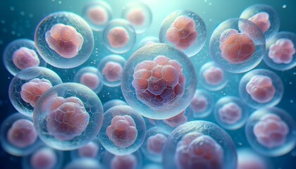 Aufkleber - Close-up View of Human Cells Undergoing Mitosis in a Cluster Formation