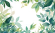 Green leaves watercolor background invitation template, Generative AI	