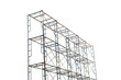 Isolated image of a photograph of many connected old outdoor scaffolding on a transparent background png file.