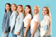 © Pixel-Shot - Beautiful women of different ages on blue background