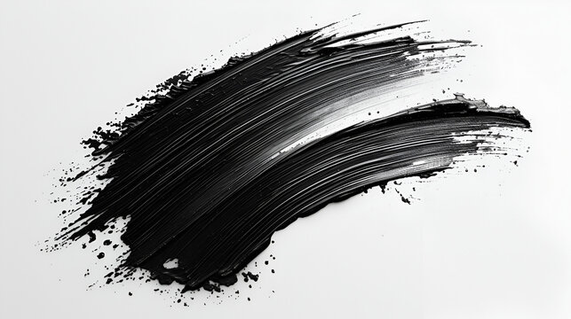 Mascara brush stroke texture black paint swatch makeup smudge ink isolated background eye brushstroke. generative ai