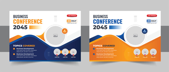 Wall Mural - online live webinar conference banner design template layout vector or modern horizontal business co