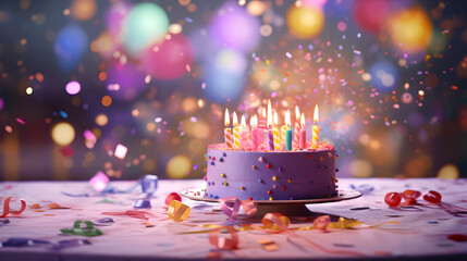 birthday cake with bokeh background