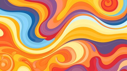 Poster - 70s hippie background. Waves, eddies, swirling patterns. generative ai