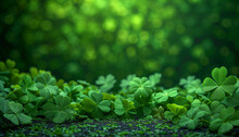 Abstract Bokeh Background Frame, In The Style Of St Patricks Day Clovers, Vector Illustration, Generative Ai