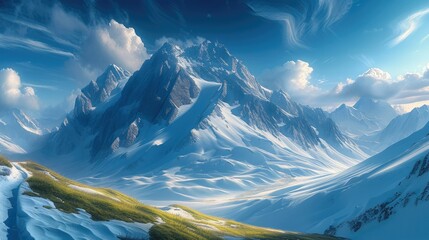 Wall Mural - The breathtaking beauty of a remote mountain range. Generative AI.