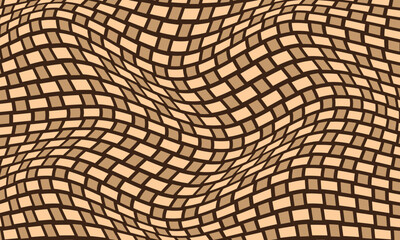 Poster - abstract repeatable seamless brown rectangle wave pattern.