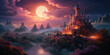 Magical fantasy fairy tale scenery, night in a forest