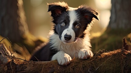 Poster - A lively border collie pup with a focused gaze and boundless energy.