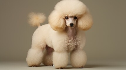 Sticker - A fluffy poodle pup with a proud stance and a fancy haircut.