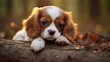 A tiny cavalier king charles spaniel pup with a gentle disposition. 