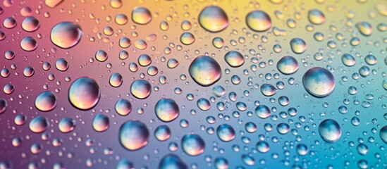 Canvas Print - Gray Toned water droplets on a colored background.