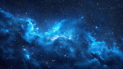  a view of the night sky with stars and a bright blue star cluster in the middle of the image and a black background.