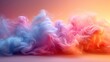  a mixture of colored smoke on a pink and blue background with a yellow light in the middle of the image.