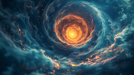 Wall Mural - abstract cosmic background with a vibrant swirling vortex and luminous particles, concept of space e