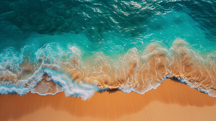 Wall Mural - Overhead view of a ocean with turquoise water