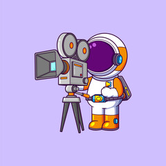 Wall Mural - astronaut looking through camcorder and ready to recording