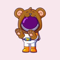 Wall Mural - Cute astronaut Wearing Bear Costume