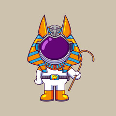 Wall Mural - Astronaut wearing egyptian pharaoh costume